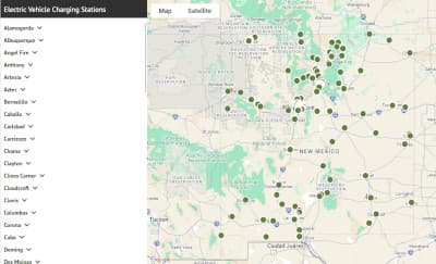 New Mexico Electric Vehicle Charging Station Map